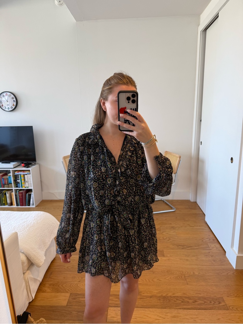 Tory Burch Deneuve floral-print plissé dress in navy